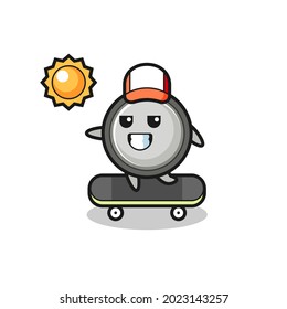 ilustración de caracteres de celda de botón andar en patineta , diseño de estilo lindo para camiseta, pegatina, elemento de logotipo