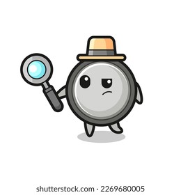 button cell detective character is analyzing a case , cute style design for t shirt, sticker, logo element