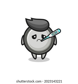 button cell mascot character with fever condition , cute style design for t shirt, sticker, logo element
