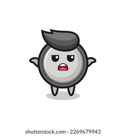 button cell mascot character saying I do not know , cute style design for t shirt, sticker, logo element
