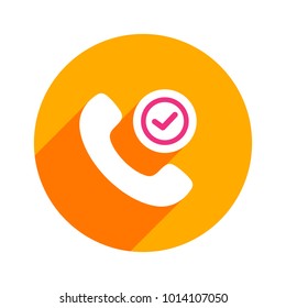 Button check sign handle handset phone safe telephone icon. Vector illustration