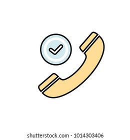 Button check sign handle handset phone safe telephone icon. Vector illustration