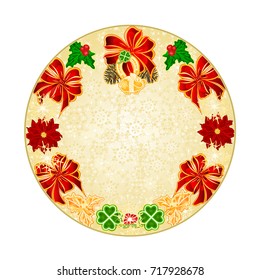 Button circle Christmas decoration snowflakes lucky symbols vintage  vector illustration editable hand draw