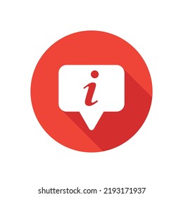 Button circle with info icon in red color. Vector illustration.