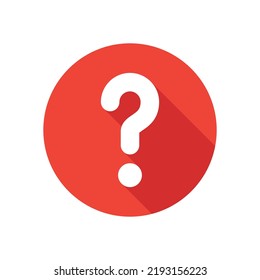 Button circle with question icon in red color. Vector illustration.