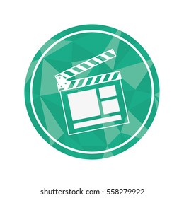 button with clapboard icon over white background. vector illustration