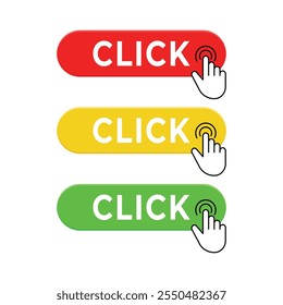 button click here vector design template with hand click