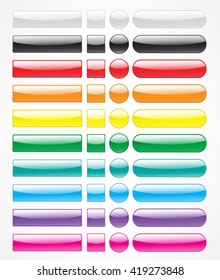 Button collection in different shapes and colors. Vector art.
