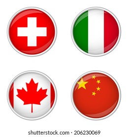 Button collection - Switzerland, Italy, Canada, China