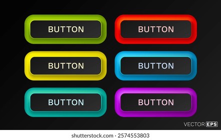 Button color set, minimal label message, web element. Vector illustration 