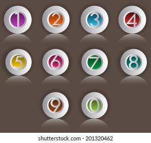 button colorful numbers set for website.