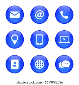 Button Contact As Icon glossy Style isolated, easy to change color and size