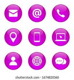 Button Contact As Icon glossy Style isolated, easy to change color and size