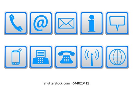 Button contact icons - stock vector