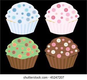 Button cupcakes - vector version