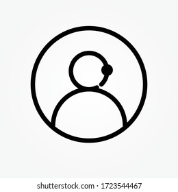 button Customer Service Icon. User With Headphone Vector illustration