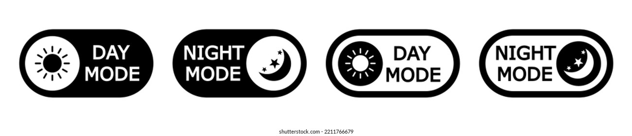 Button with day and night mode. Dark and light switch vector icon. Toggle or slider for phone. Vector 10 EPS.