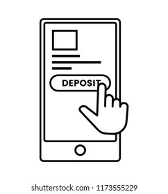 Button to deposit payment online through mobile phone flat icon