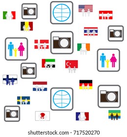  Button for design. Images for travel. Flags.