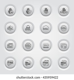 Button Design Security and Protection Icons Set.