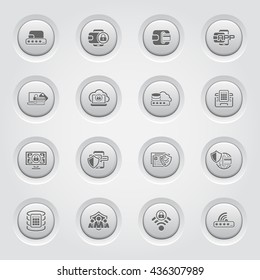 Button Design Security and Protection Icons Set.