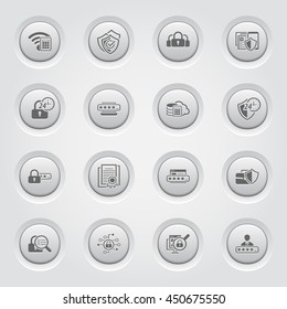 Button Design Security and Protection Icons Set.