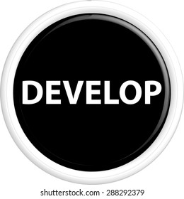Button develop . The round shape. 3D. Vector illustration.