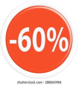 Button discount sale.The round shape. 3D.