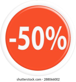 Button discount sale.The round shape. 3D.
