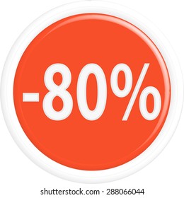 Button discount sale.The round shape. 3D.