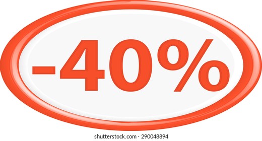 Button discount sale.The round shape. 3D.