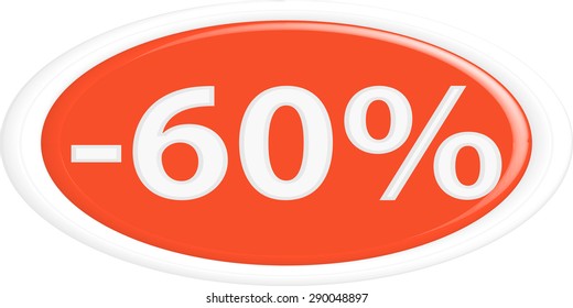 Button discount sale.The round shape. 3D.