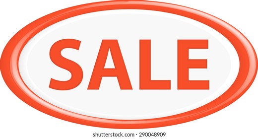 Button discount sale.The round shape. 3D.