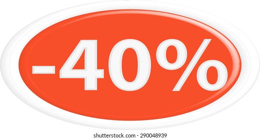 Button discount sale.The round shape. 3D.