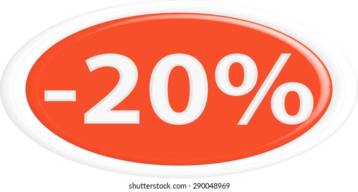 Button discount sale.The round shape. 3D.