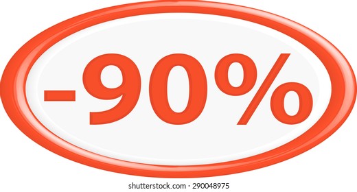 Button discount sale.The round shape. 3D.