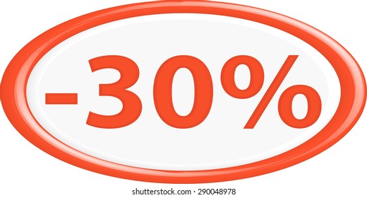 Button discount sale.The round shape. 3D.