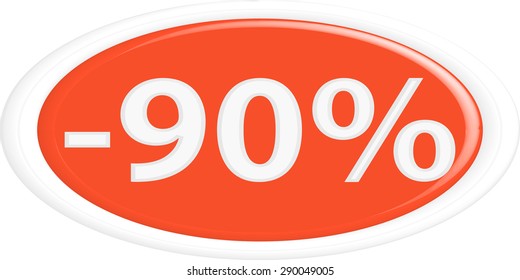 Button discount sale.The round shape. 3D.