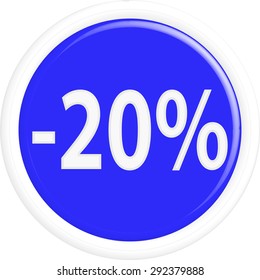 Button discount sale.The round shape. 3D.