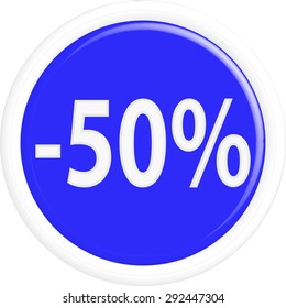 Button discount sale.The round shape. 3D.