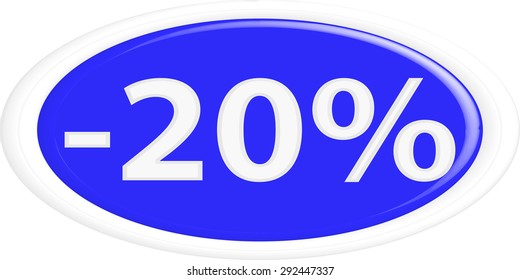 Button discount sale.The round shape. 3D.