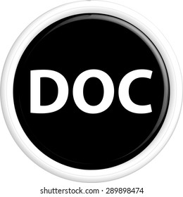 Button DOC . The round shape. 3D. Vector illustration.