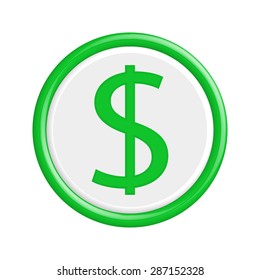 Button dollar glossy circle web icon on white background 