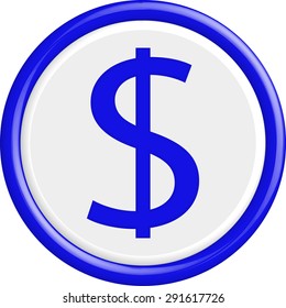 Button dollar glossy circle web icon on white background 