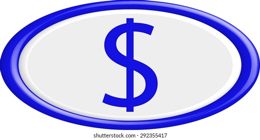 Button dollar glossy circle web icon on white background 