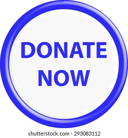 Button donate now . The round shape. 3D. Vector illustration.