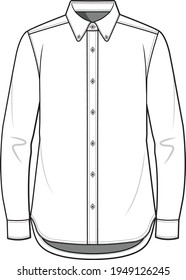 Button down collar shirt style flat sketch illustration men's, kids fashion shirt sketch mockup