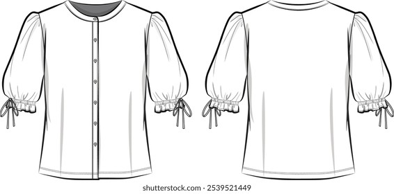 A button down puff sleeve blouse