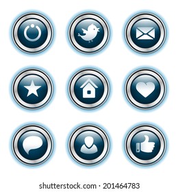 button with download sign. blue round
