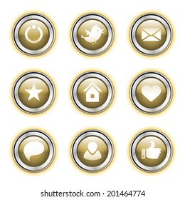 button with download sign. gold round